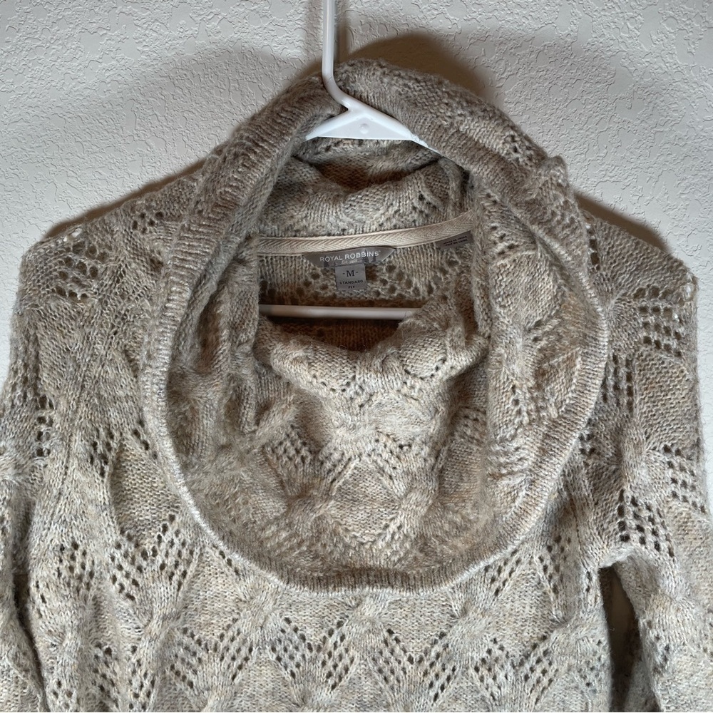 Royal Robbins Sierra Oatmeal Open Knit Cowl Neck Sweater - Picture 5 of 7